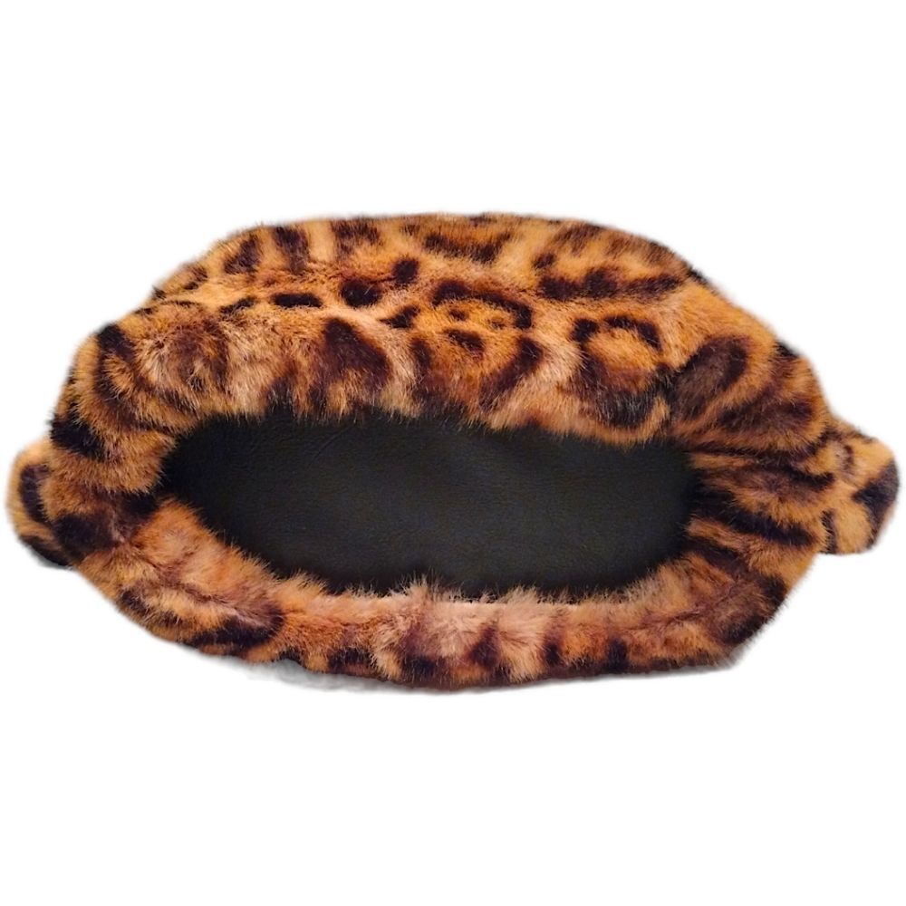 Jayley Collection Leopard Print Faux Fur Drawstring Bag w/ Pom-pom Tassels, NWT - Picture 7 of 11